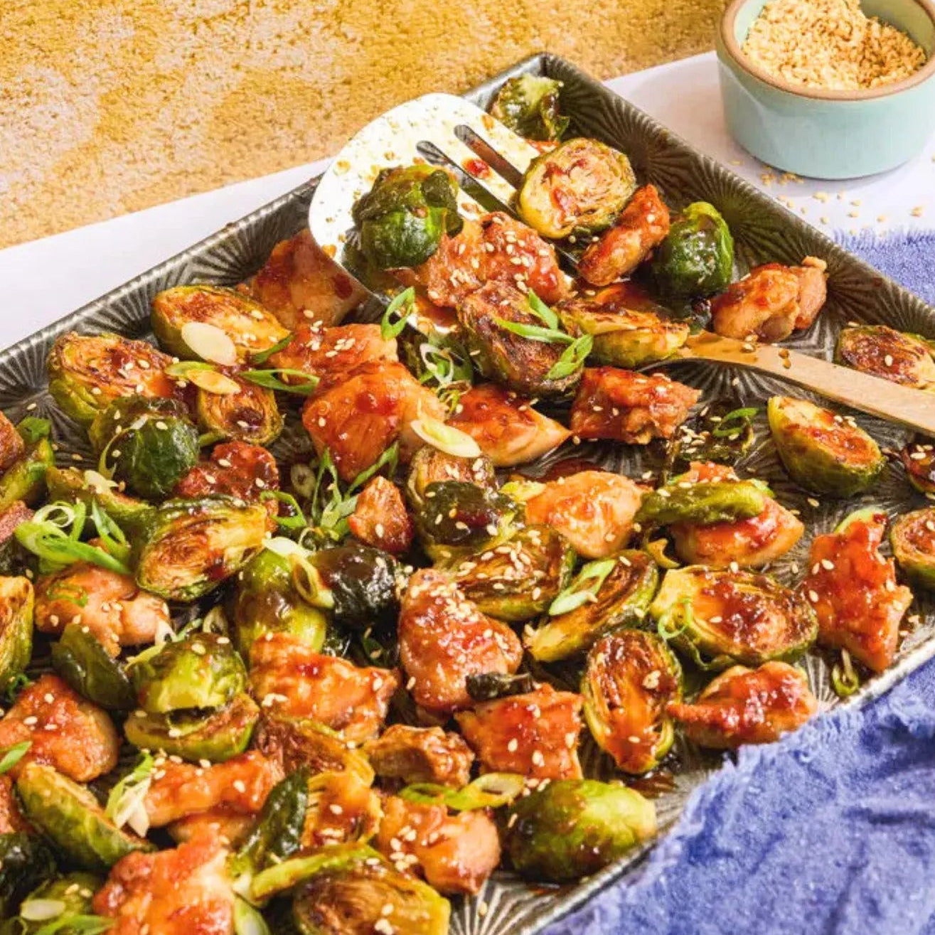 Sticky Orange Chicken & Brussels