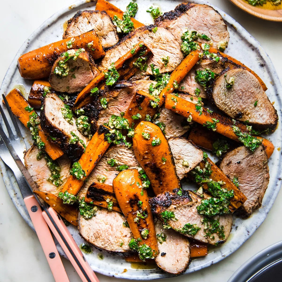Mustard Pork Tenderloin with Herby Quinoa and Carrots