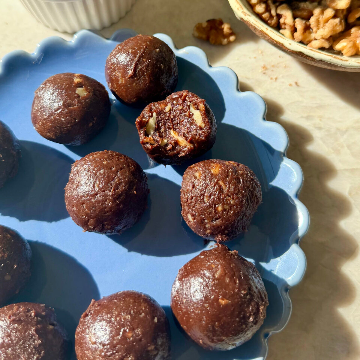 Walnut Brownie Protein Bites