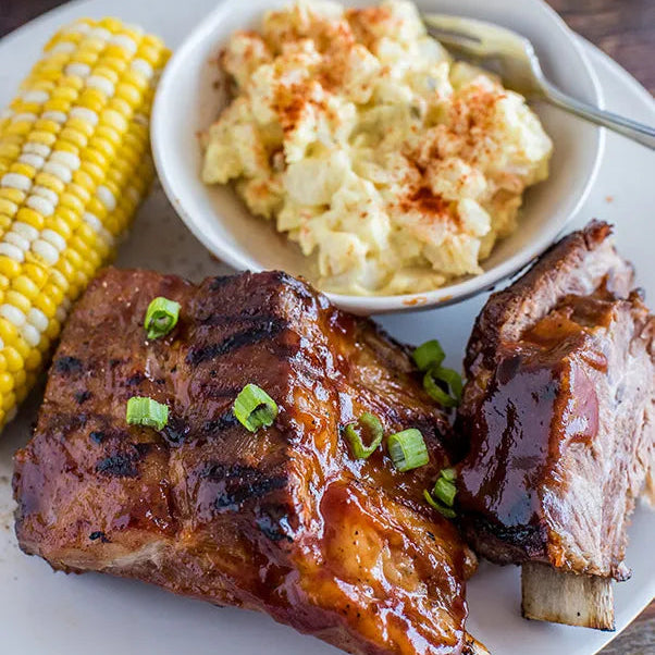 Ribs with Corn & Potato Salad