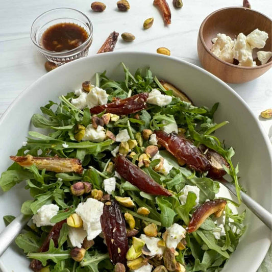 Arugula Salad with Feta, Pistachio & Dates