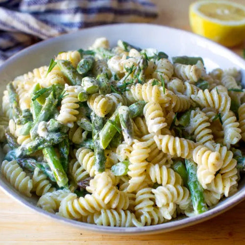 Lemon Asparagus Goat Cheese Pasta
