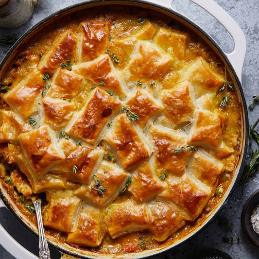 Chicken Pot Pie with Puff Pastry & Veggies