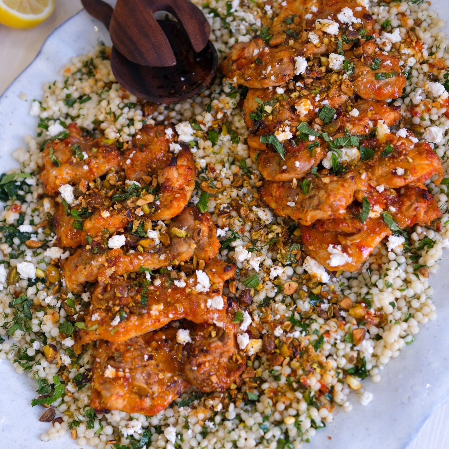 Honey Harissa Chicken Thighs with Couscous Salad
