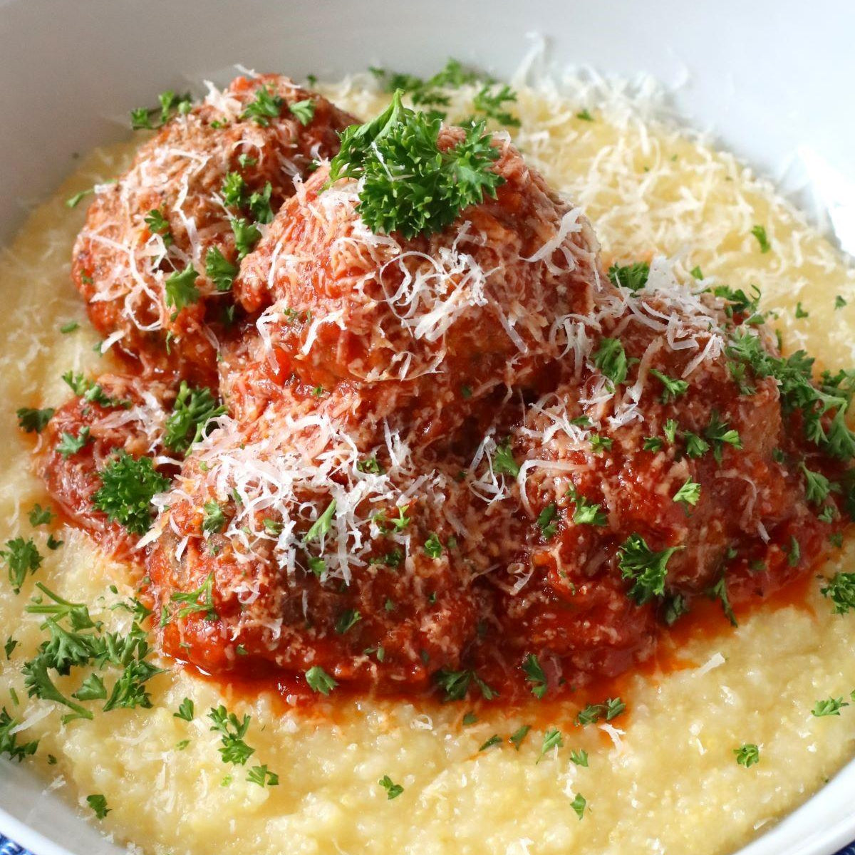 Jumbo Meatballs with Polenta
