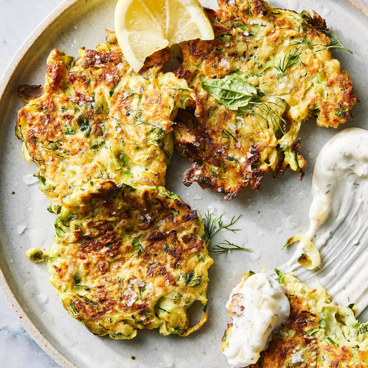 Crispy Zucchini Fritters with Yogurt Tzatiki