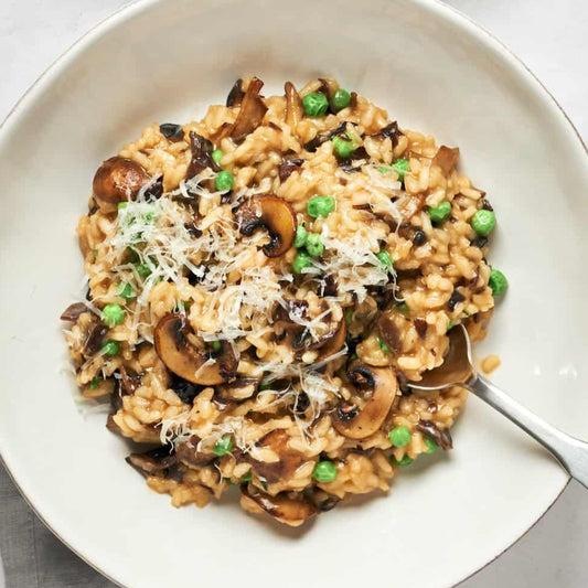 Mushroom Risotto with Peas and Parm