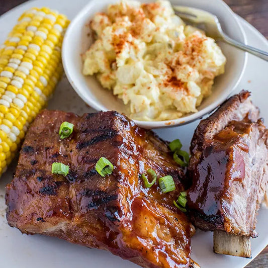 Ribs with Corn & Potato Salad