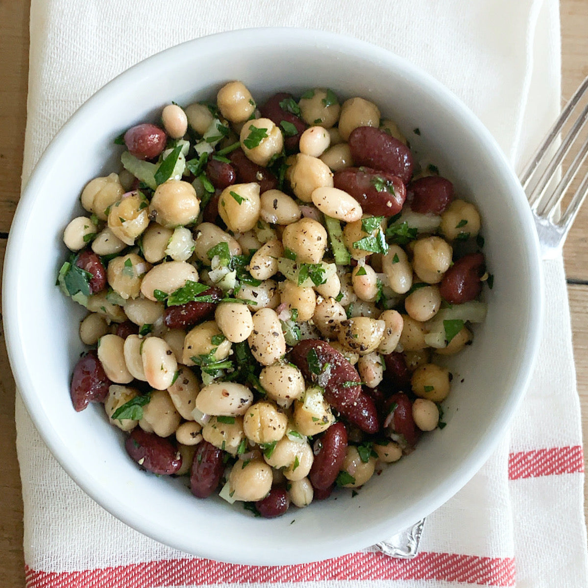 Herbed Three-Bean Salad with Lemon Tahini