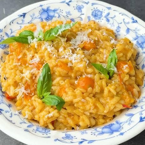 Sungold Risotto with Shrimp
