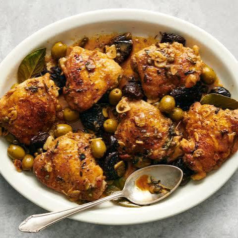 Roasted Chicken Thighs with Olives and Potatoes