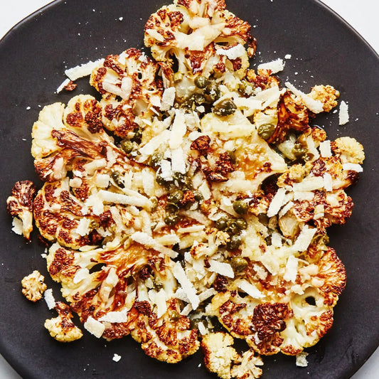 Roasted Cauliflower with Capers & Parm
